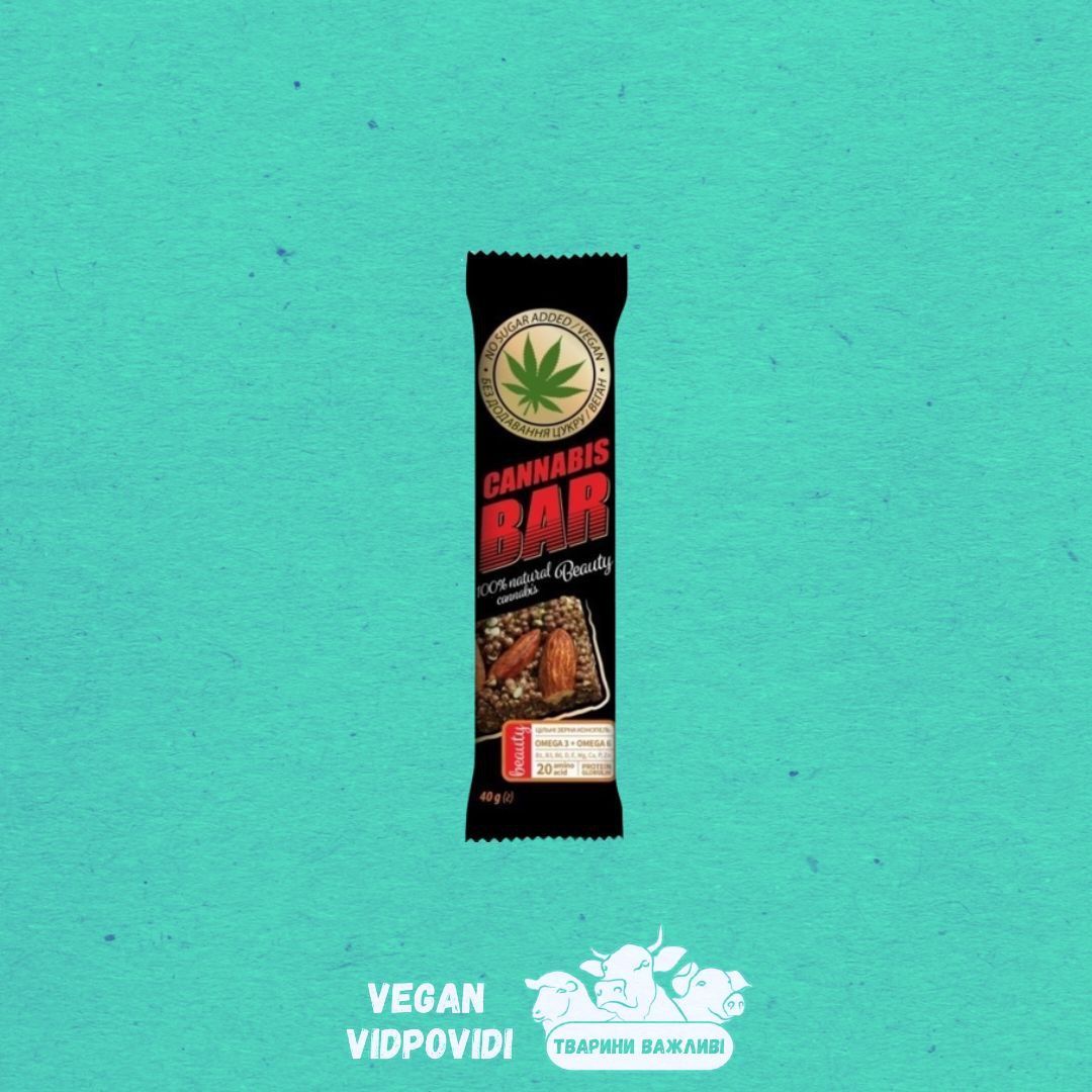Батончик мюслі з мигдалем+насіння канабісу Cannabis Bar