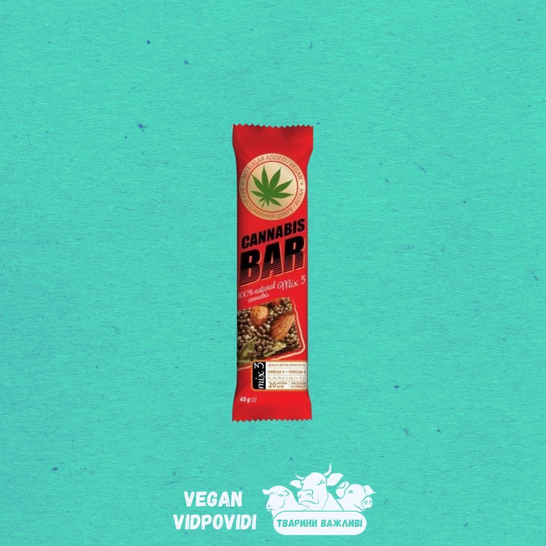 Батончик мюслі з горіховим міксом+насіння канабісу Cannabis Bar