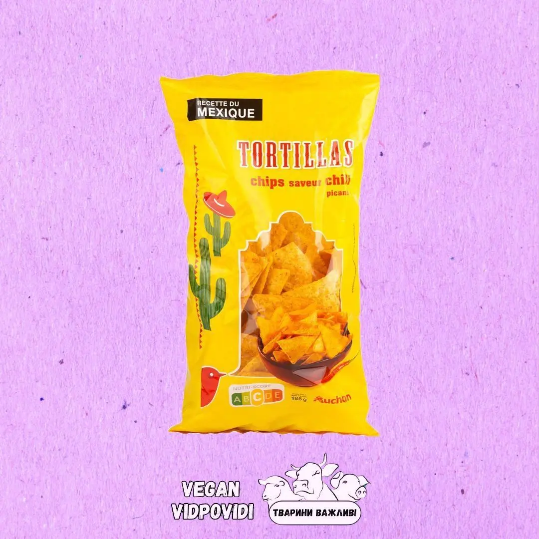 Чипси Auchan Tortillas мексиканські чилі