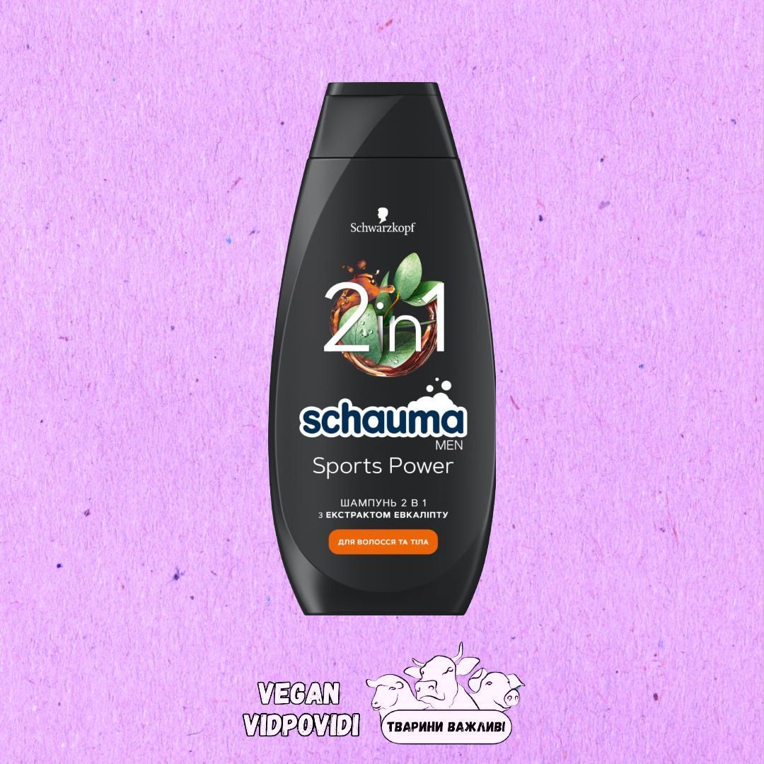 Шампунь для чоловіків 2-в-1 Schauma Men Sports Power з екстрактом евкаліпту, для волосся та тіла