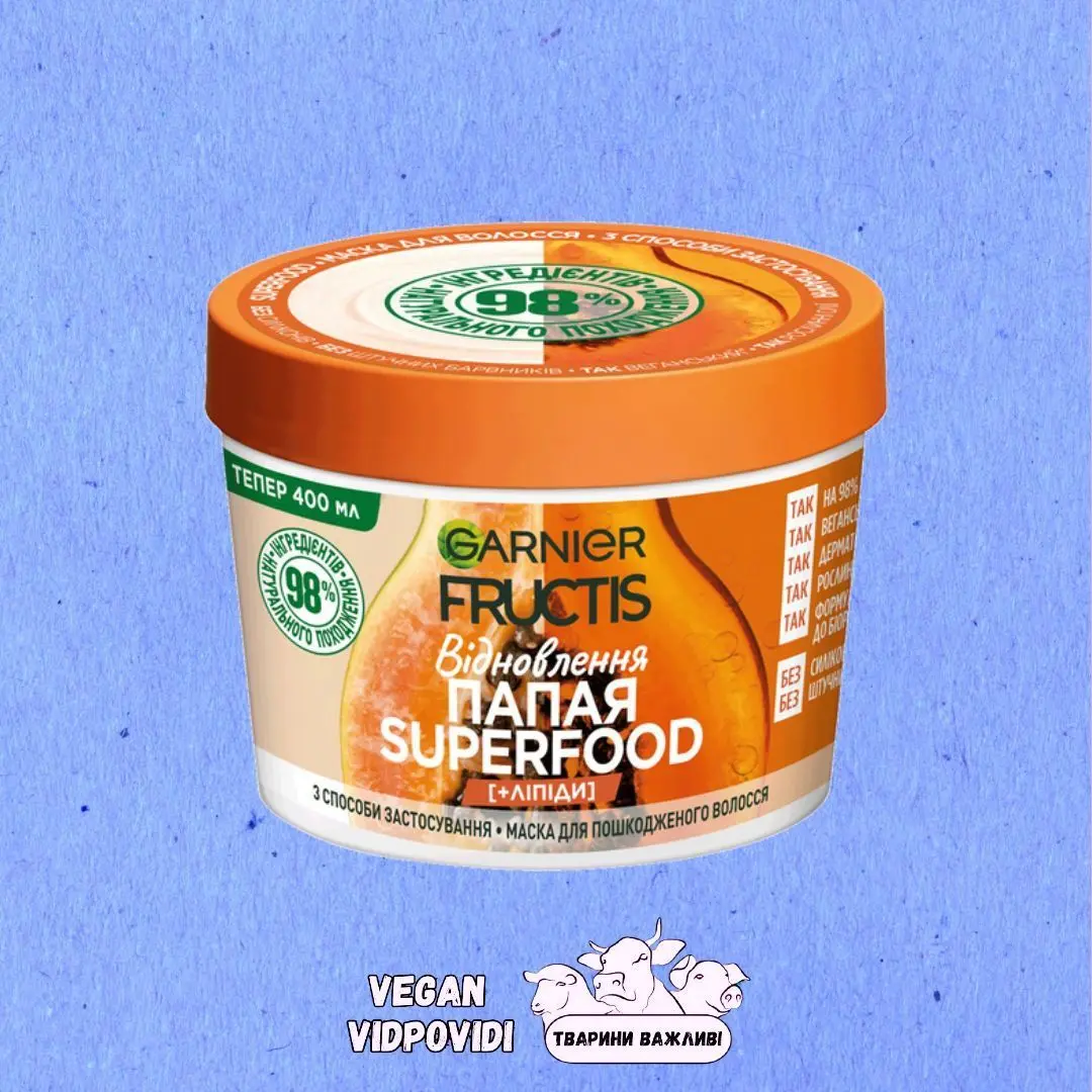 Маска для волосся Garnier Fructis SUPERFOOD Папая Відновлення