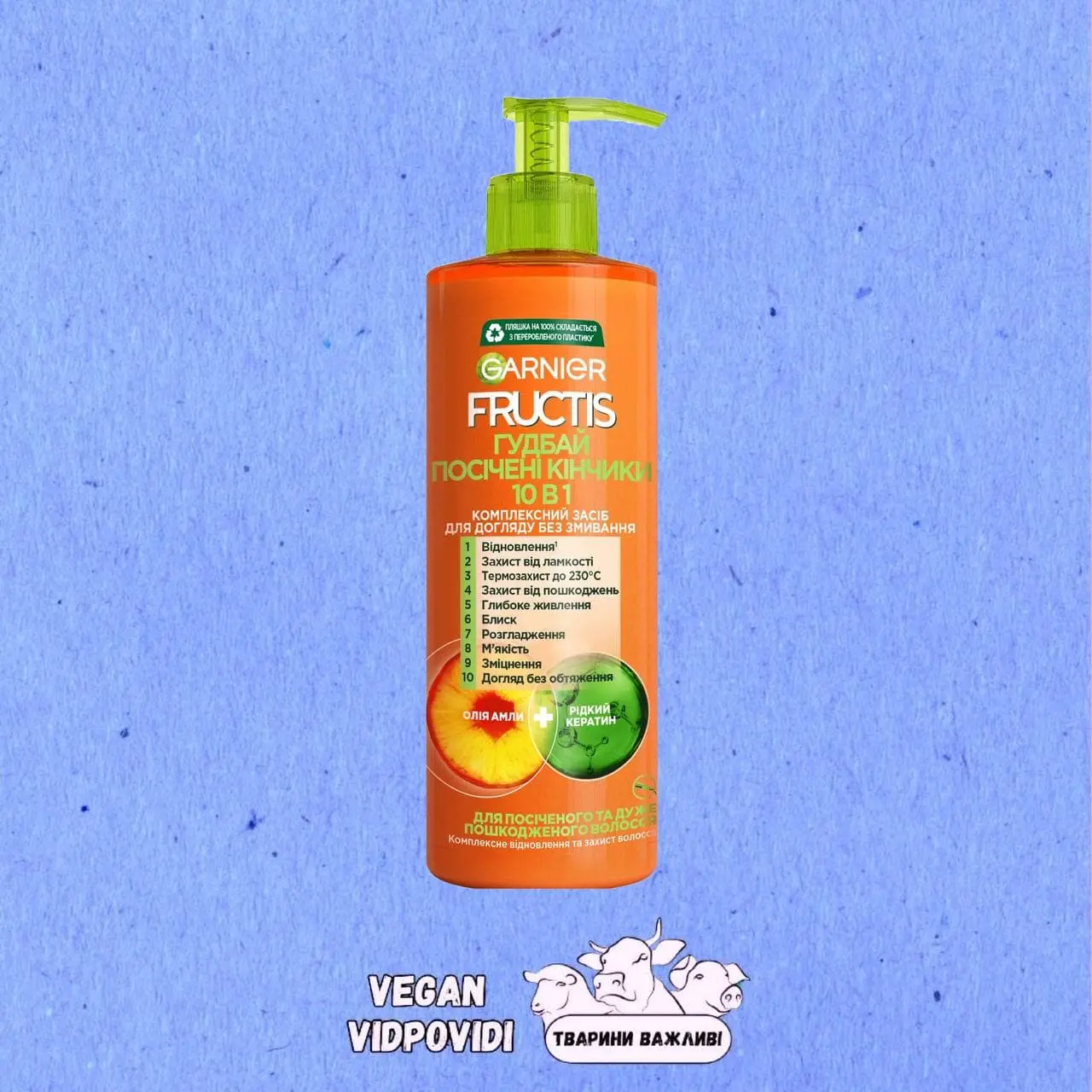Комплексний незмивний догляд Garnier Fructis Гудбай посічені кінчики 10 в 1