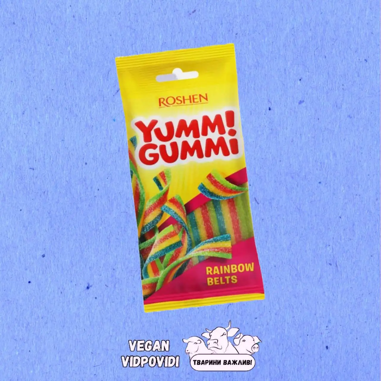 Цукерки желейні Roshen Yummi Gummi Rainbow Belts