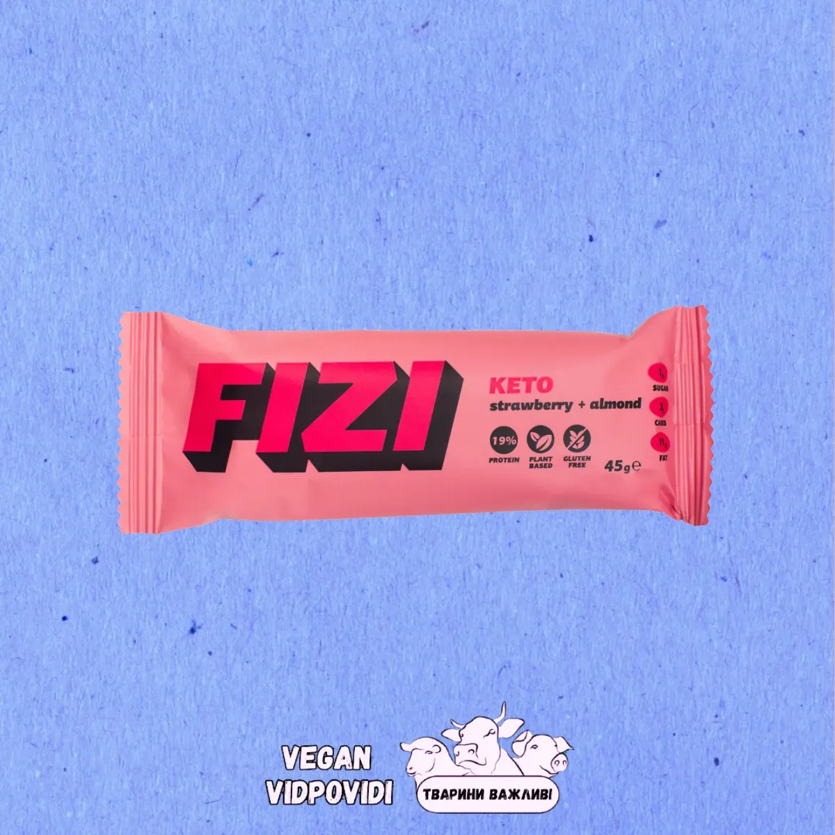 Батончик Fizi keto Strawberry + Almond