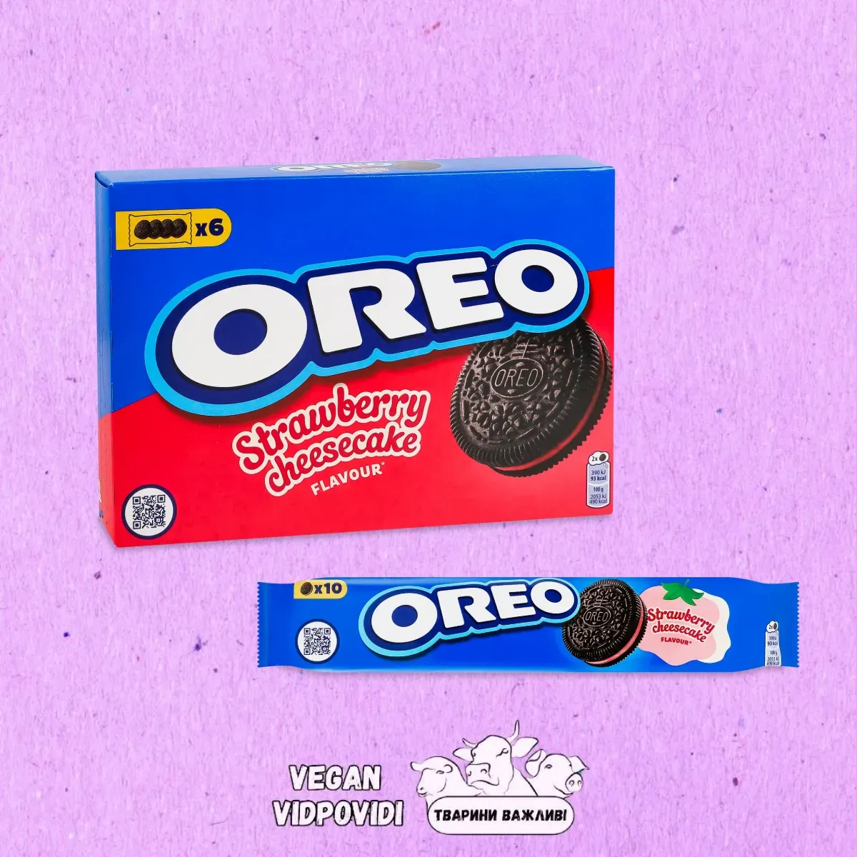 Печиво Oreo з какао та начинкою зі смаком полуничного чізкейку