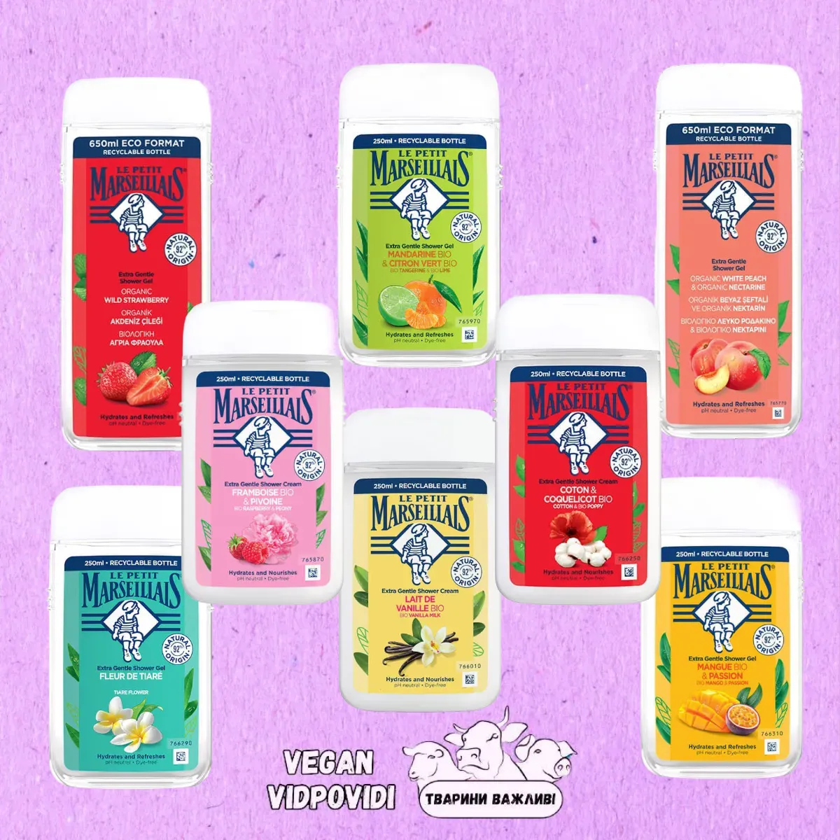 Гелі для душу Le Petit Marseillais