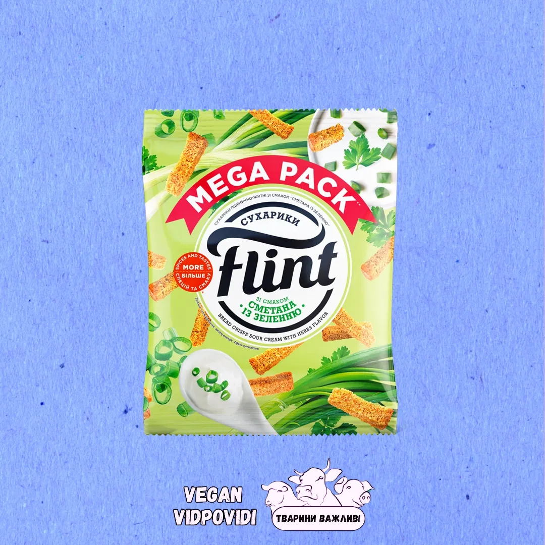Сухарики Flint пшенично-житні зі смаком Сметани із зеленню