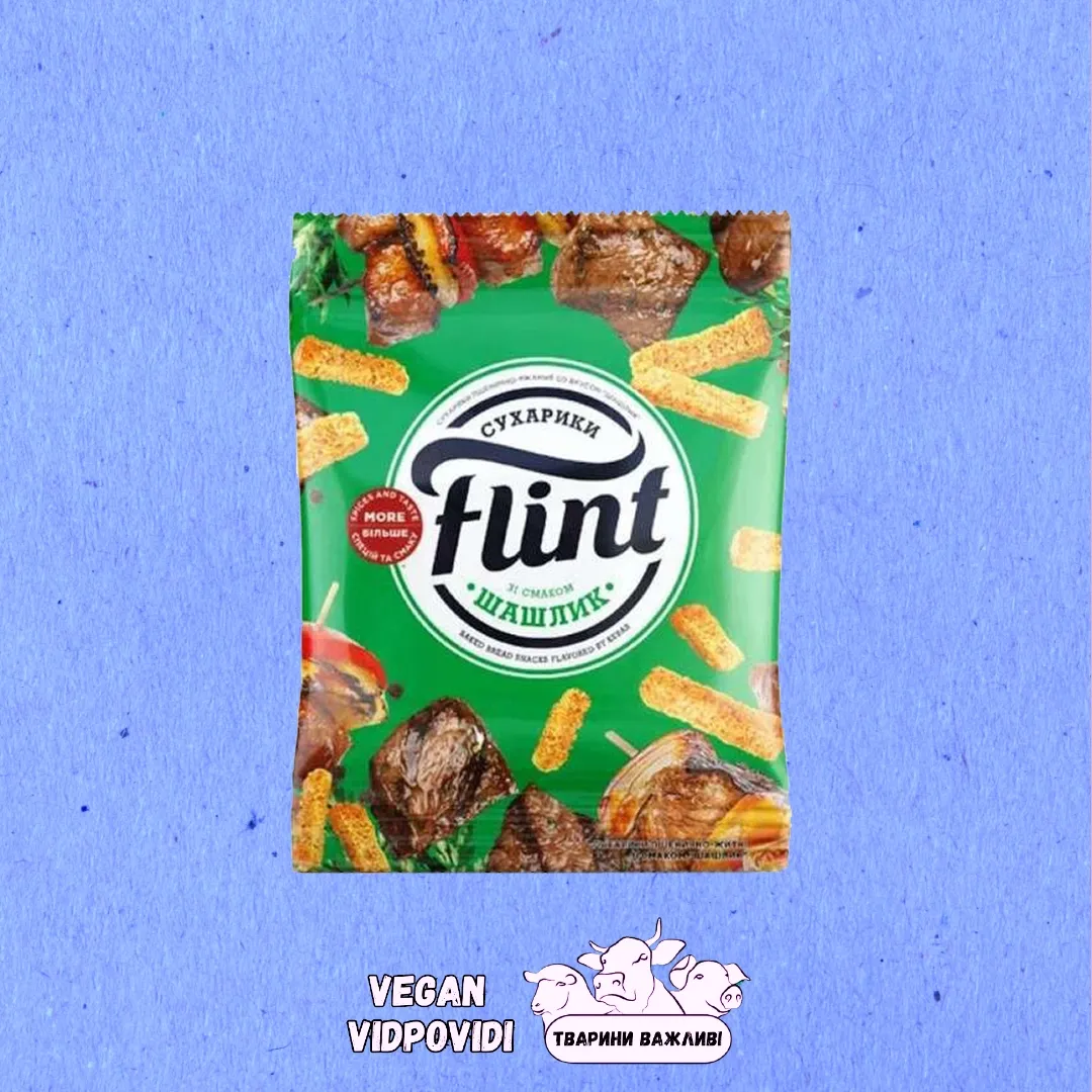 Сухарики Flint пшенично-житні зі смаком Шашлику