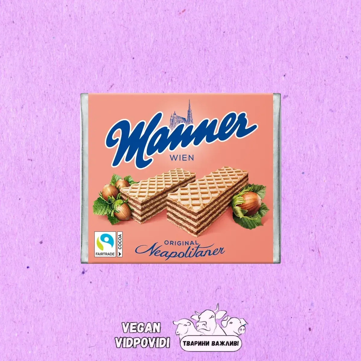 Вафлі Manner Hazelnut cream filled з горіховим кремом