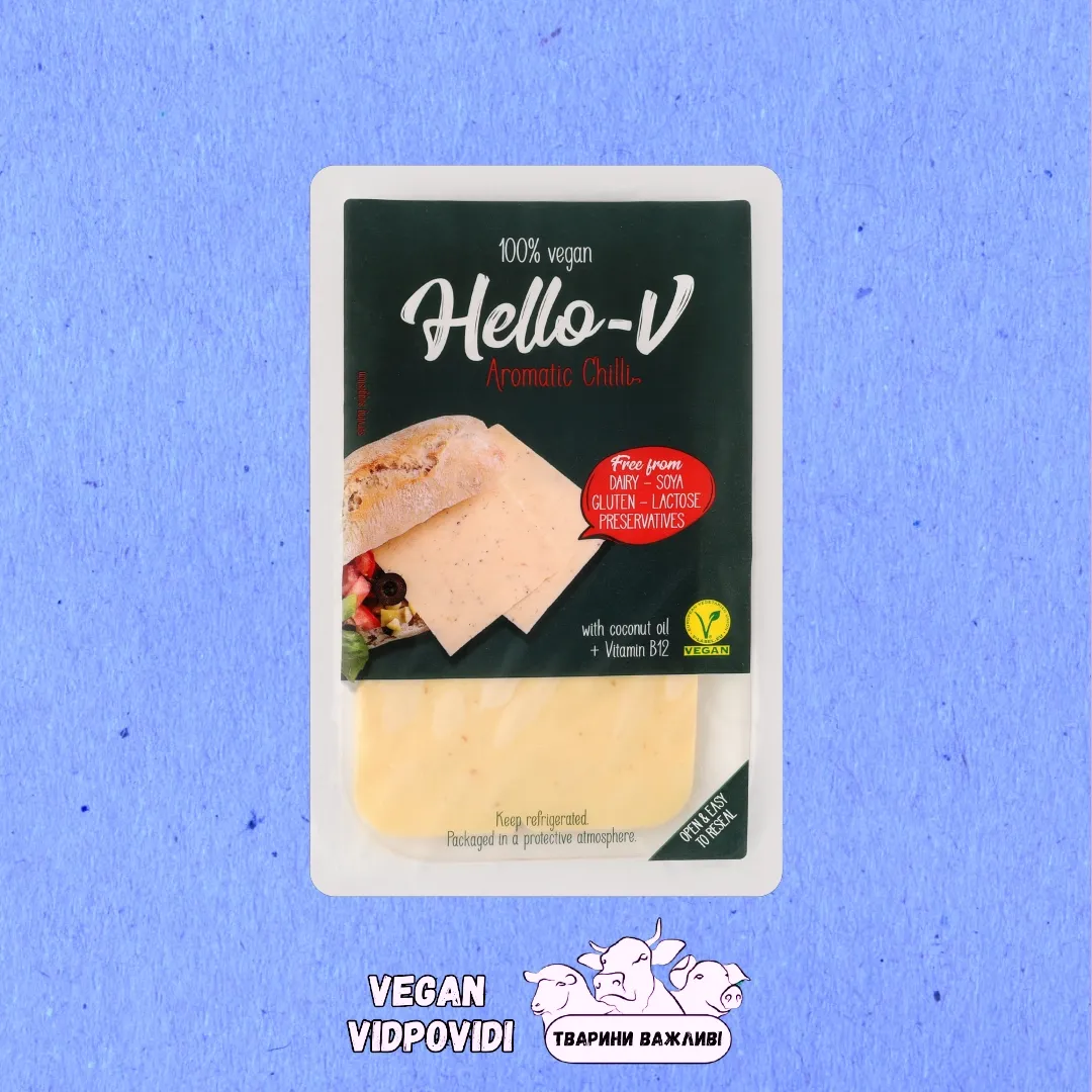 Сир веганський Aromatic Chilli 24% слайси Hello-V