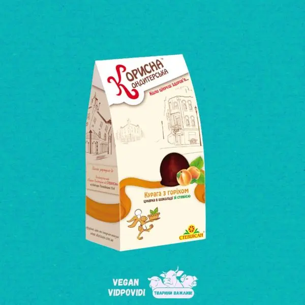 Цукерки в шоколаді “Курага з горіхом” зі стевією Корисна кондитерська