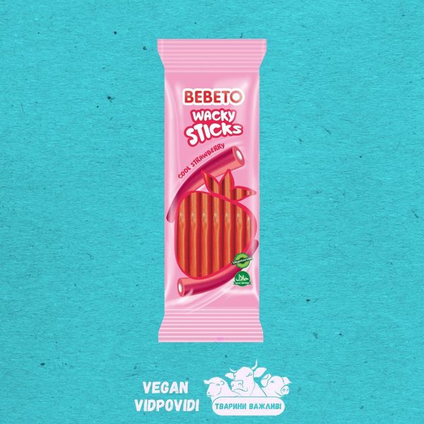 Цукерки желейні Wacky sticks Bebeto полуниця