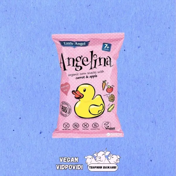 Снеки кукурудзяні Little Angel Angelina Яблуко-морква Mclloyd's