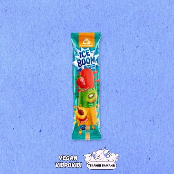 Морозиво Три Ведмеді Tree bears Ice Boom Персик-ківі-полуниця