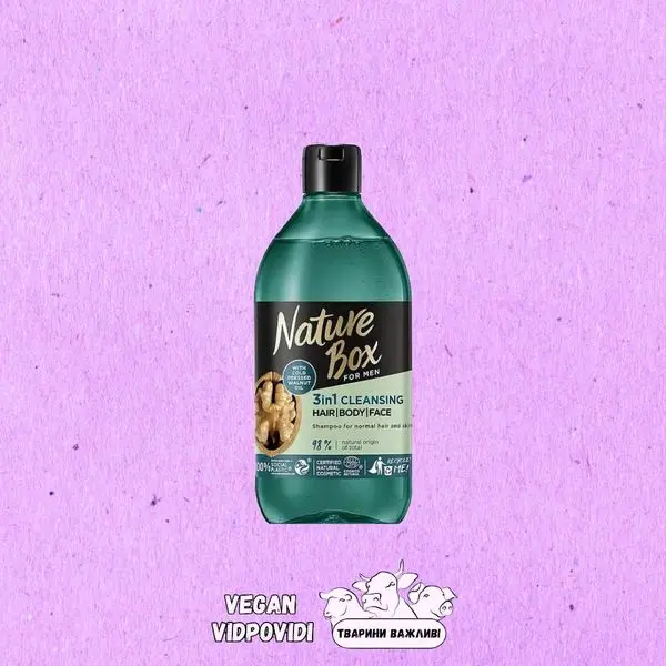 NATURE BOX FOR MEN WALNUT OIL ШАМПУНЬ ДЛЯ ЧОЛОВІКІВ 3В1