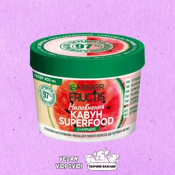 Маска для волосся Garnier Fructis SUPERFOOD Кавун Наповнення