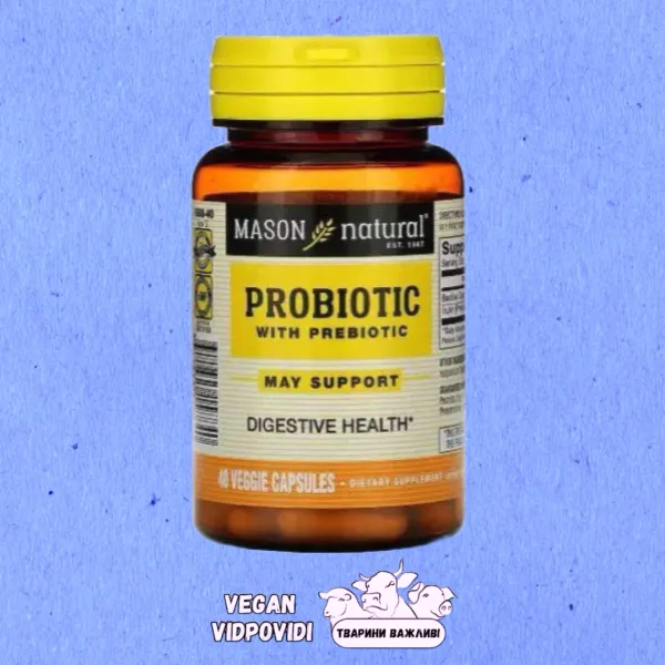 Пробіотик з пребіотиком, Probiotic with Prebiotic, Mason Natural