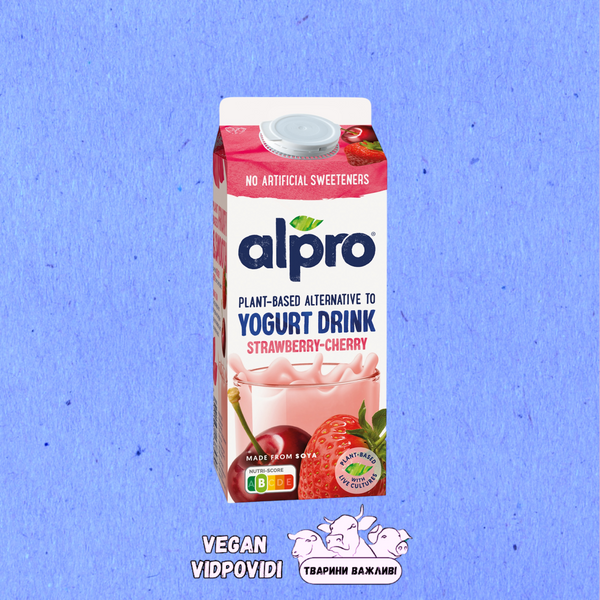 Питний соєвий йогурт Alpro Полуниця-вишня
