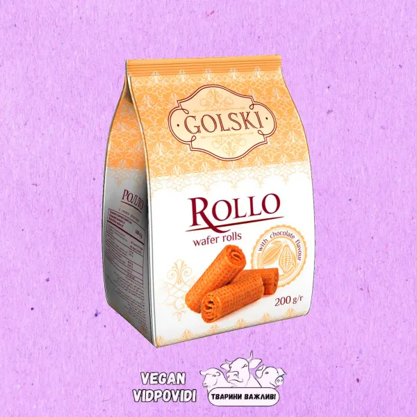 Рулетики вафельні Golski Rollo зі смаком шоколаду