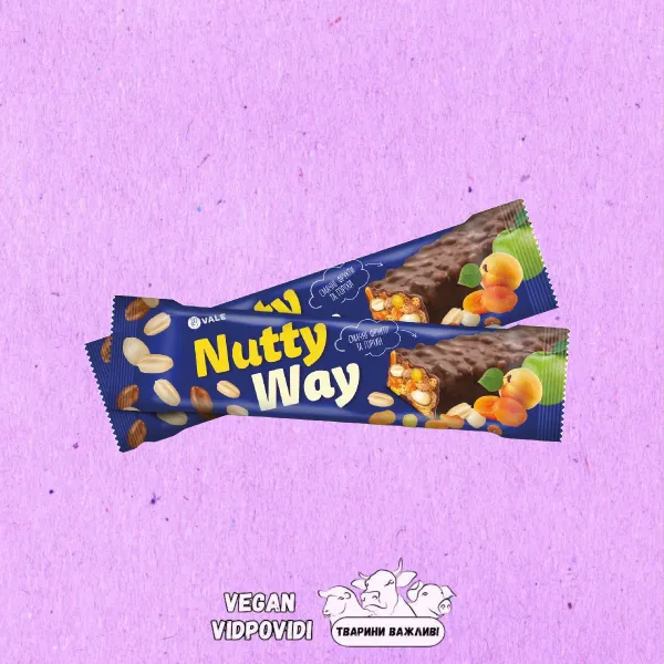 Батончик-мюслі Vale Nutty Way з горіхами і фруктами глазурований