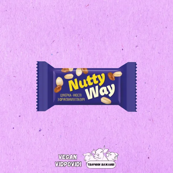 Цукерки мюслі горіхові з фруктами Vale Nutty Way глазуровані сині