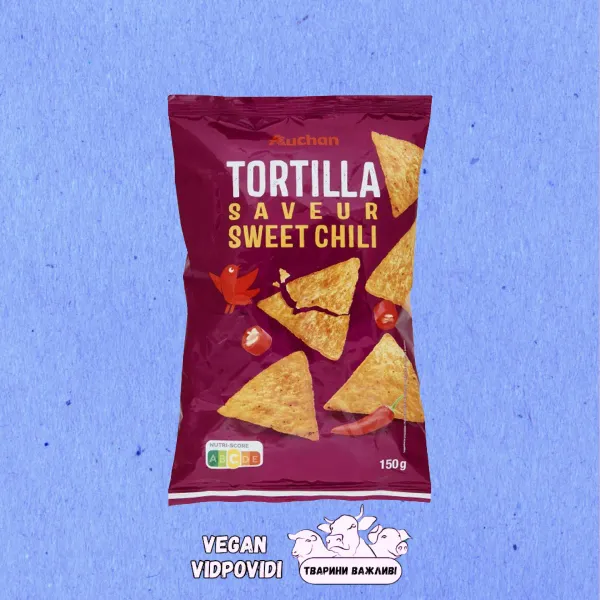 Чипси Auchan Тортилья зі смаком солодкий чилі