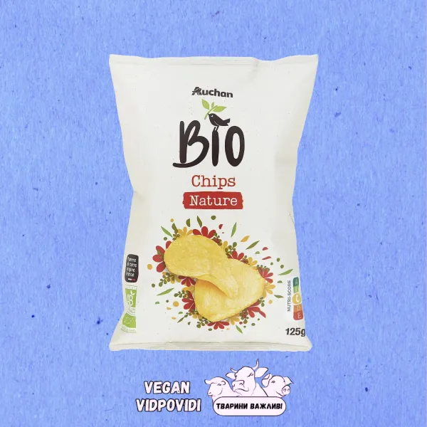 Чипси Auchan Bio Chips Nature картопляні