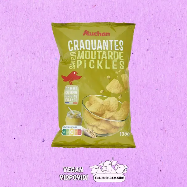Чипси Auchan хвилясті зі смаком маринованої гірчиці