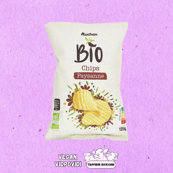 Чипси Auchan Bio Chips Селянські картопляні