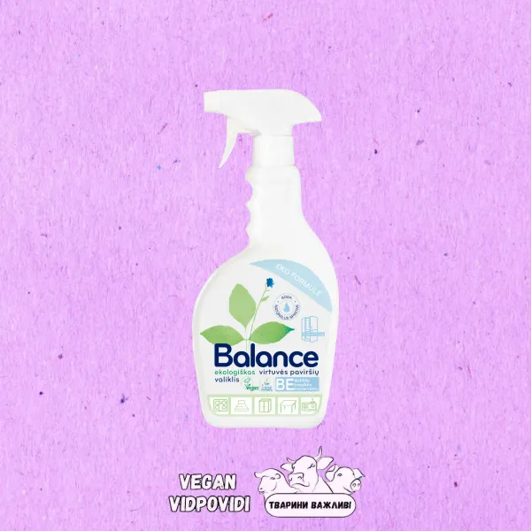 Екологічний чистячий засіб BALANCE для різних кухонних поверхонь і холодильників.