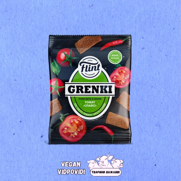 Грінки Flint житні зі смаком Томату «Спайсі»