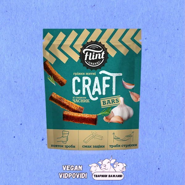 Грінки Flint Craft Bars житні зі смаком Часнику