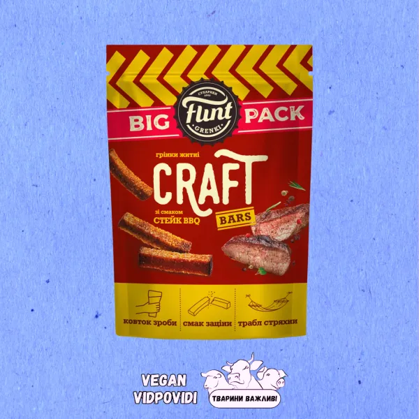 Грінки Flint Craft Bars житні зі смаком Стейку BBQ