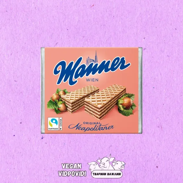 Вафлі Manner Hazelnut cream filled з горіховим кремом