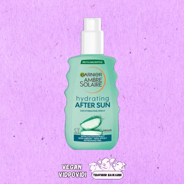 Зволожувальний спрей для шкіри обличчя та тіла після засмаги Garnier Ambre Solaire Hydration Aftersun