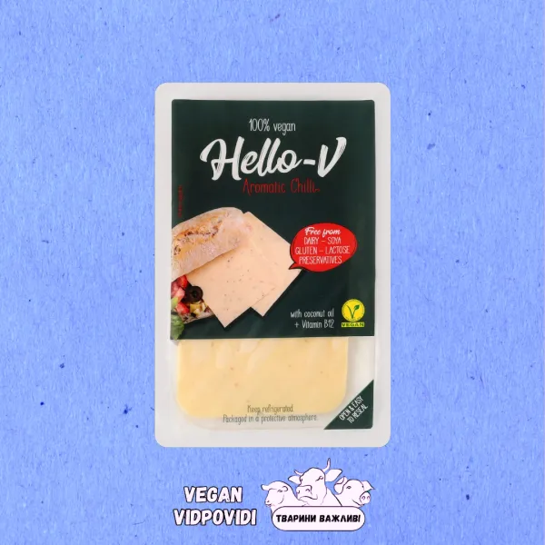 Сир веганський Aromatic Chilli 24% слайси Hello-V