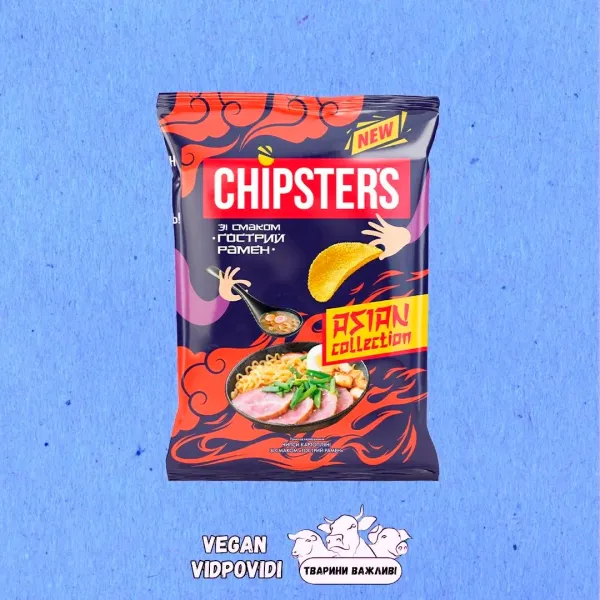 Чипси картопляні зі смаком «Гострий рамен» «CHIPSTER'S»